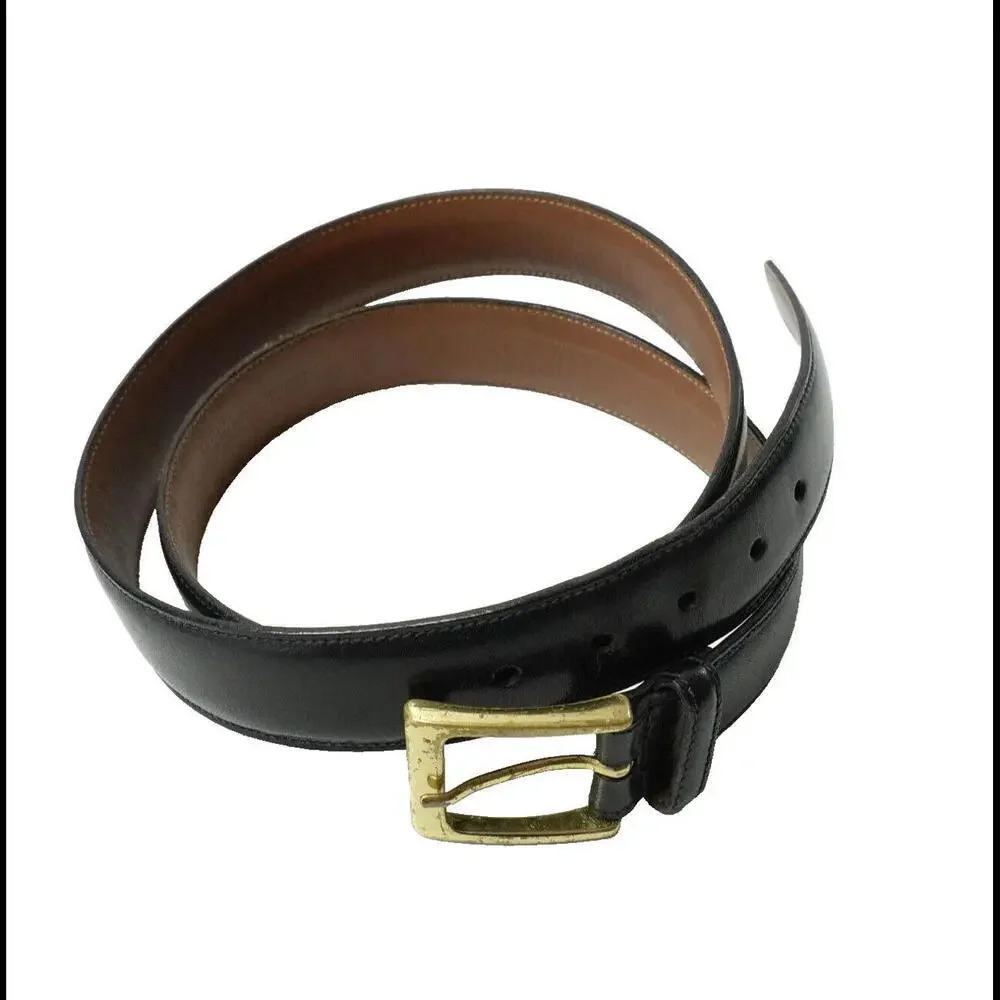Trafalgar Handmade Black Leather Cortina Belt With Gold Buckle Mens Size 38 / 95